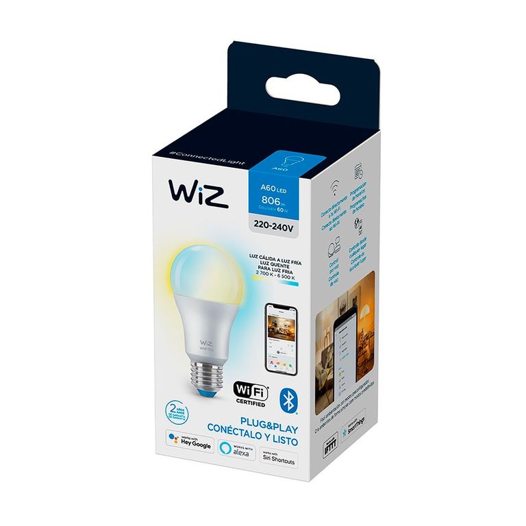 Foco LED Ampolleta WIFI Inteligente Luz Blanca A60 E27