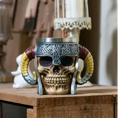 GENERICO - Taza Calavera Vikinga Medieval Esqueleto