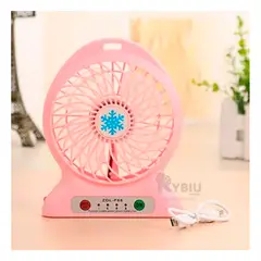 RYBIU IMPORT - Ventilador Recargable Mini en Rosado Y+Papel de Regalo