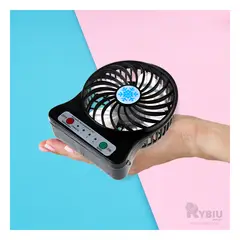 RYBIU IMPORT - Ventilador Elegante Mini de Viajes Negro Y+Regalo Stickers