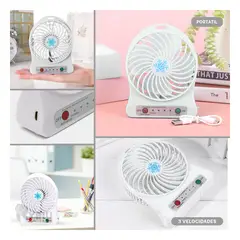 RYBIU IMPORT - Ventilador Util Mini para Oficina Blanco Y+Papel de Regalo