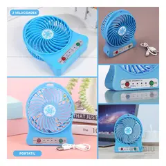 RYBIU IMPORT - Ventilador Util Mini para Oficina Azul Y+Papel de Regalo