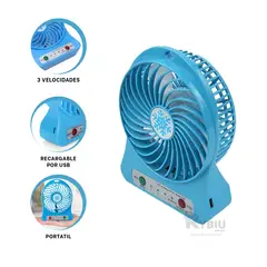 RYBIU IMPORT - Ventiladora Versatil de Mano Azul Y+Ligas de Regalo