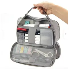 GENERICO - CARTUCHERA MULTIFUNCIONAL ORGANIZADOR MAQUILLAJE PLOMO