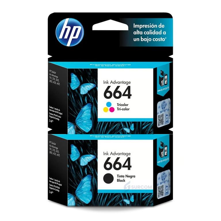 Kit Tinta 664 Negro Tricolor Pack