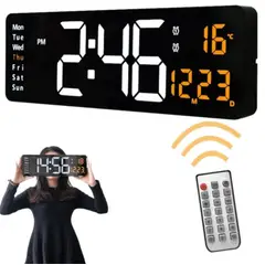 GENERICO - Reloj de Pared Digital Grande LED con Control Alarma + Temperatura Mes