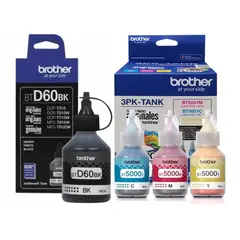 BROTHER - Kit Tinta BT5001 3PK-TANK BTD60BK Cyan Magenta Amarillo Negro