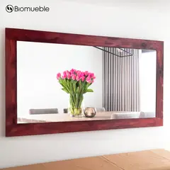 GENERICO - Espejo Ébano de Madera Reciclada Rústico color Nogal