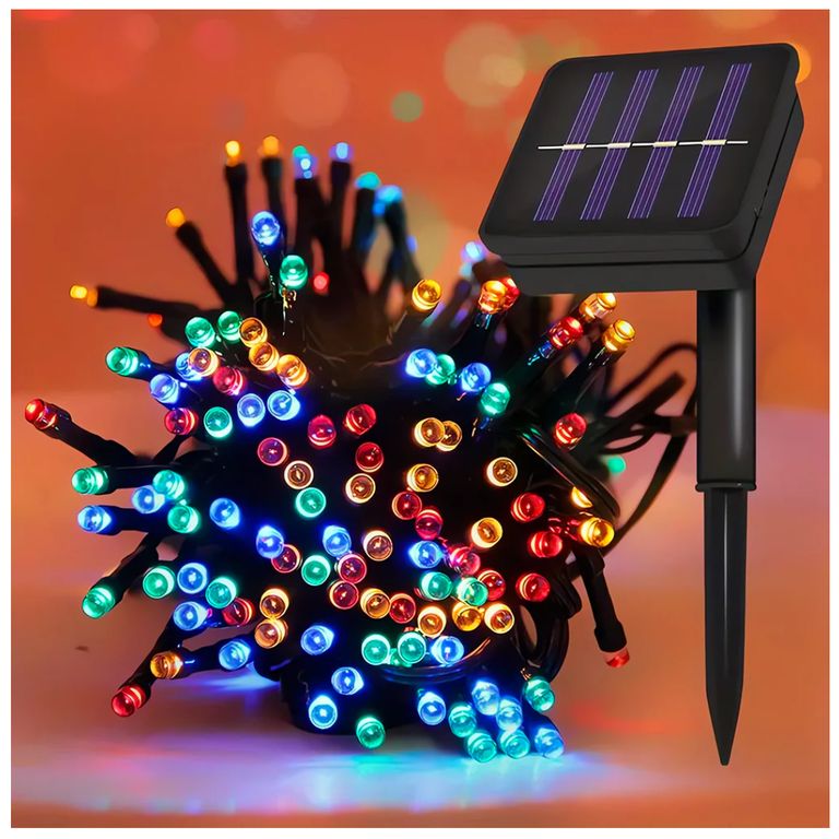 Tira de 100 Luces LED Navideñas Multicolor con Panel Solar
