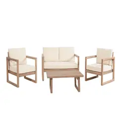 DMUEBLES - DM Juego de Sala para Terraza de 2-1-1 cuerpos + Mesa de Centro - Beige