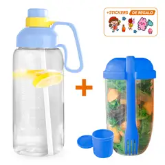 KELLER - Botella Tomatodo 1800 ML CL Y Vaso Mezclador con Tenedor AZ