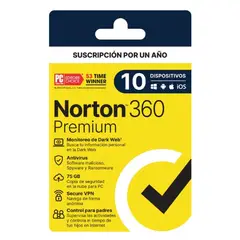 NORTON - Antivirus 360 Premium 10 dispositivos 1 año