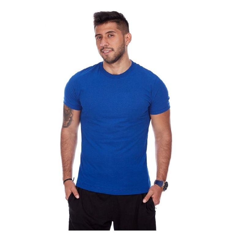Polo Básico para Hombre Cuello Redondo azul electrico