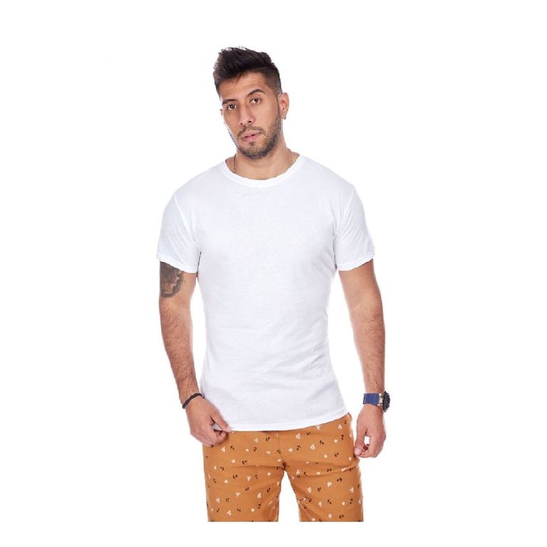 Polo Básico para Hombre Cuello Redondo Blanco
