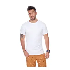OTTOWARE - Polo Básico para Hombre Cuello Redondo Blanco