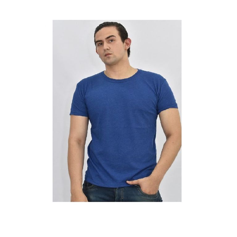 Polo Básico para Hombre Cuello Redondo Azul