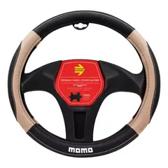 MOMO - CUBRE VOLANTE NEGRO-BEIGE CUERO