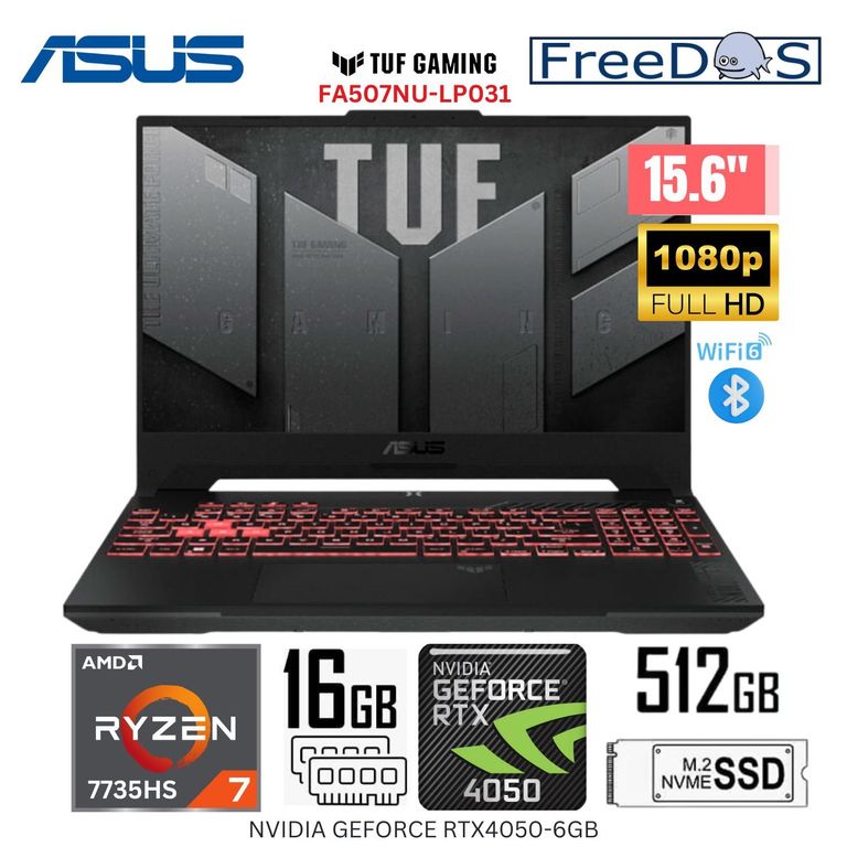 Laptop Tuf Gaming FA507NU-LP031 AMD Ryzen7-7735HS 16GB RAM 512GB SSD 15.6" FHD RTX4050-6GB