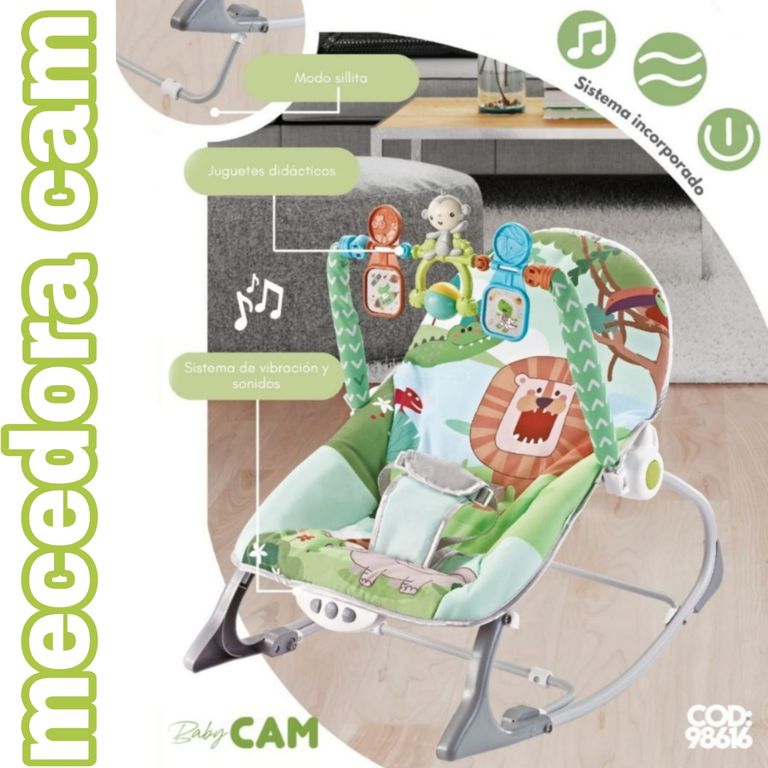 Silla Mecedora Musical Vibradora Soporta 20kg Con Bluetooth