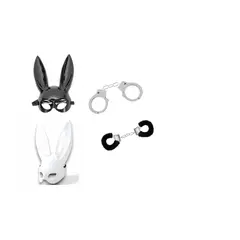GENERICO - Pack Antifaz Coneja Black and White con Esposas