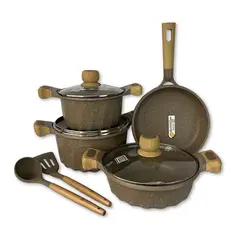 GENERICO - Juego de Ollas Granito Roca Volcánica 9 Piezas