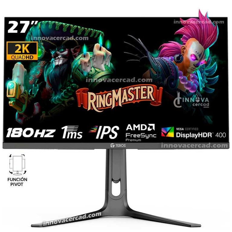 Monitor Teros TE-2753G, 27″ QHD IPS, 2560 x 1440, 180hz. 1ms, Pivot.
