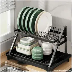 INSPIRA MARKET - Escurridor de platos 2 niveles triangular