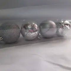 GENERICO - Set de 12 Bolas de Navidad Brillante, Escarchada, Mate de 6cm PLATA