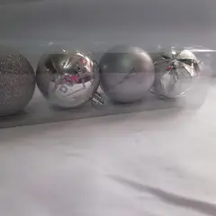 GENERICO - Set de 12 Bolas de Navidad Brillante, Escarchada, Mate de 6cm plateado