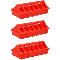 GENERICO - PACK X3 COMEDEROS AVES RECTANGULAR 20 CM 12 HUECOS ROJO