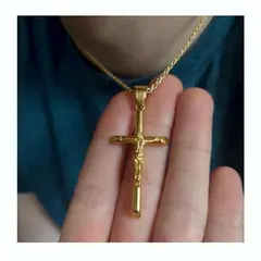 OEM - Collar Hombre Crucifijo Fino Acero Inoxidable Regala x Cumpleaños