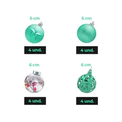 GENERICO - SET DE BOLAS NAVIDEÑAS JADE X16 UND - 6 CM