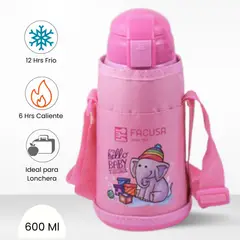 FACUSA - Termo de Bebida para Niños Hello Baby Rosado 600ml
