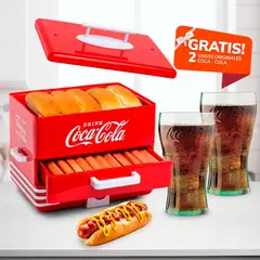 NOSTALGIA - Vaporera De Hot Dog Coca Cola y 2 Vasos Coca-Cola
