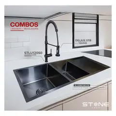 STONE - COMBO LAVADERO LUXURE STLU12050 + DELIUS STB CON ESCURRIDOR -STONE