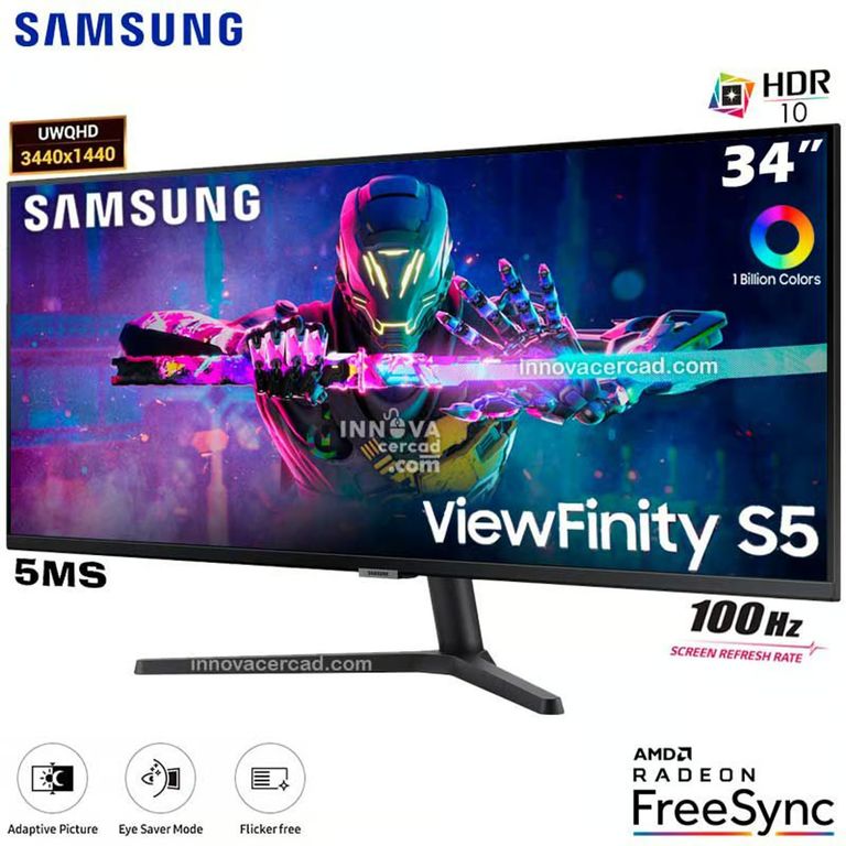 Monitor ViewFinity S5 LS34C500GALXPE de 34 UWQHD 100Hz HDR