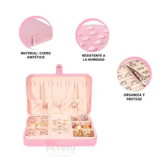RYBIU IMPORT - Estuche Resistente para Joyas Rosadas Y+Banderitas Adhesivas