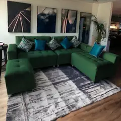 TODO SOBRE HOGAR - Sofá Seccional París 3 cuerpos + puff - Verde