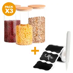 KELLER - Pack X3 Frasco Hermético 1450 ML H67 Y Etiqueta Sticker 120 UDS CA7