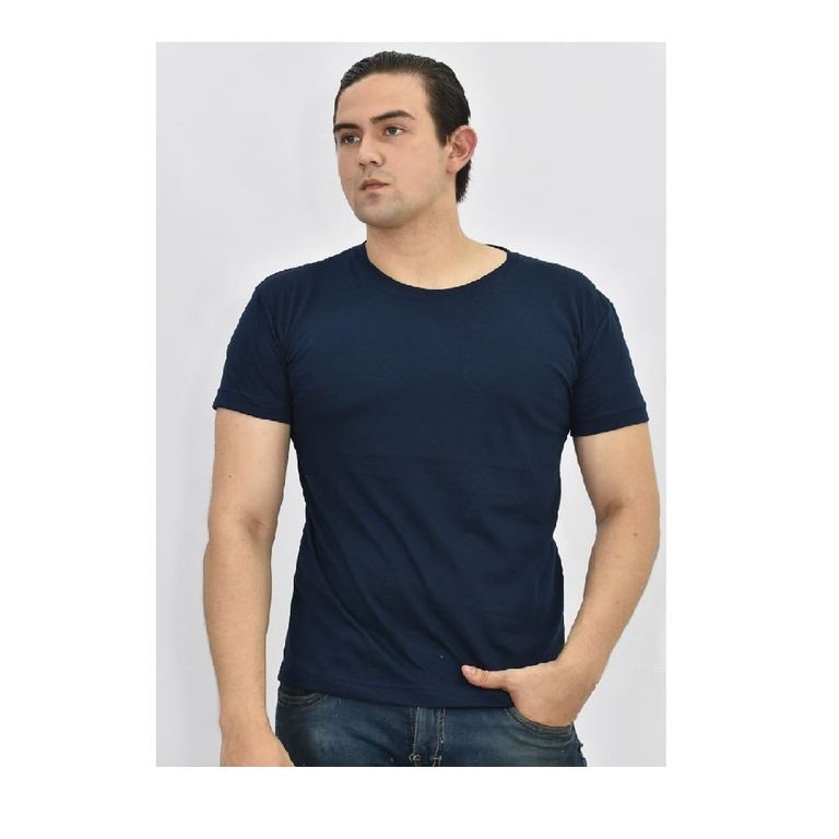 Polo Básico para Hombre Cuello Redondo Azul Marino
