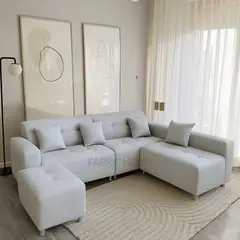 GENERICO - Sofá Seccional París 3 cuerpos + puff - Blanco