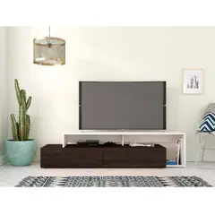 VILLA HOGAR - Centro entretenimiento de TV 65 pulgadas Esparta blanco/wengue -