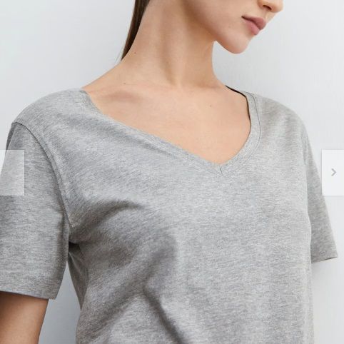 Polo Algodón M Gris Manga Corta Mujer Cuello V