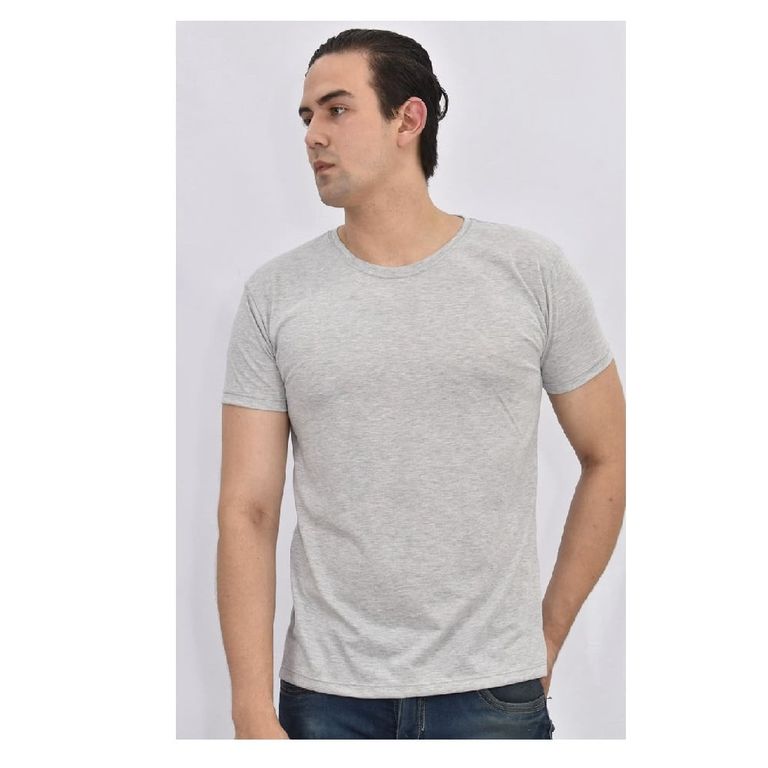 Polo Básico para Hombre Cuello Redondo Gris