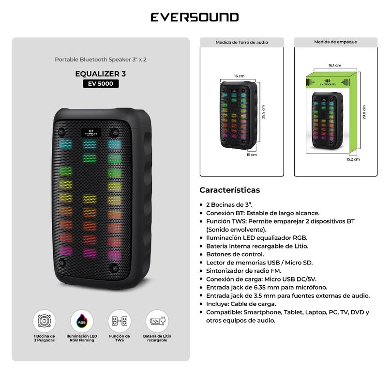 PARLANTE Equalizer 3 EV 5000 - EV5000+