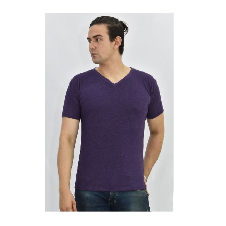 Polo Básico para Hombre cuello en V Morado