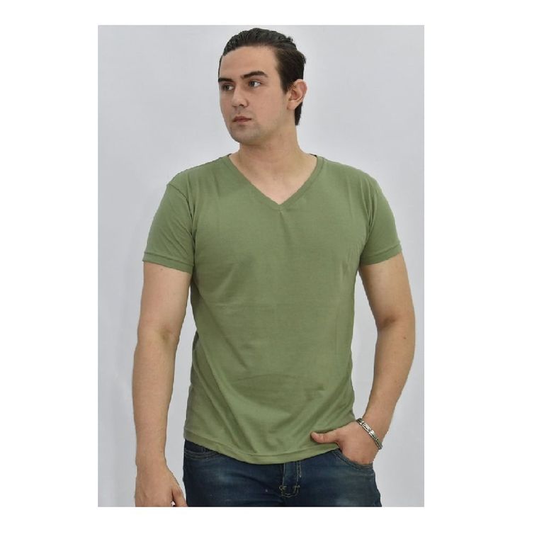 Polo Básico para Hombre cuello en V Verde claro