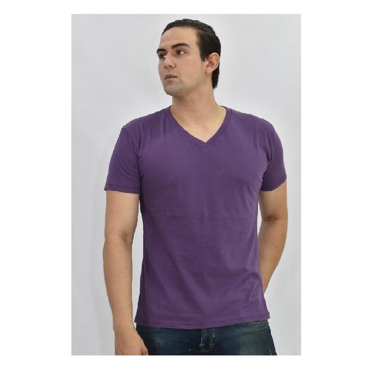 Polo Básico para Hombre cuello en V Lila