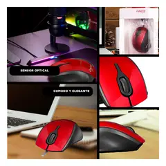 RYBIU IMPORT - Mouse Dinamico Dvinci de Color Rojo Y+Papel de Regalo