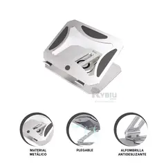 RYBIU IMPORT - Estante Compacto para Laptop Plateado Y+Banderitas Adhesivas